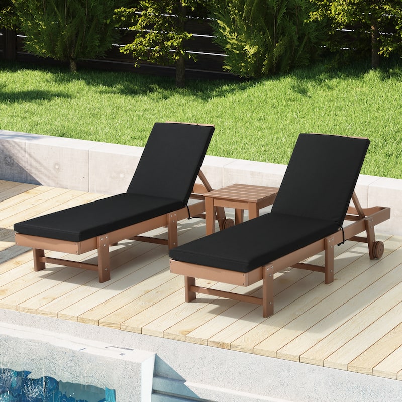 Polytrends Fading Free All Weather Outdoor Patio Chaise Lounge Cushions - (Set of 2) - 70" x 21.5" - Black