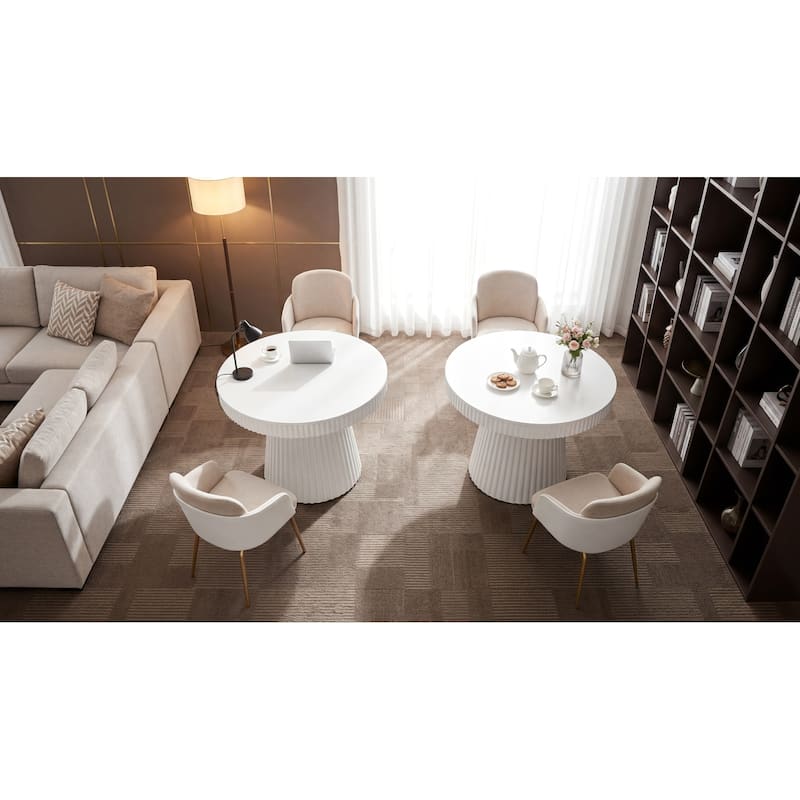 31.5" Round Conference Table, Modern Small Meeting Table, Discussion Office Table for Home Office, Breakroom, Negotiation