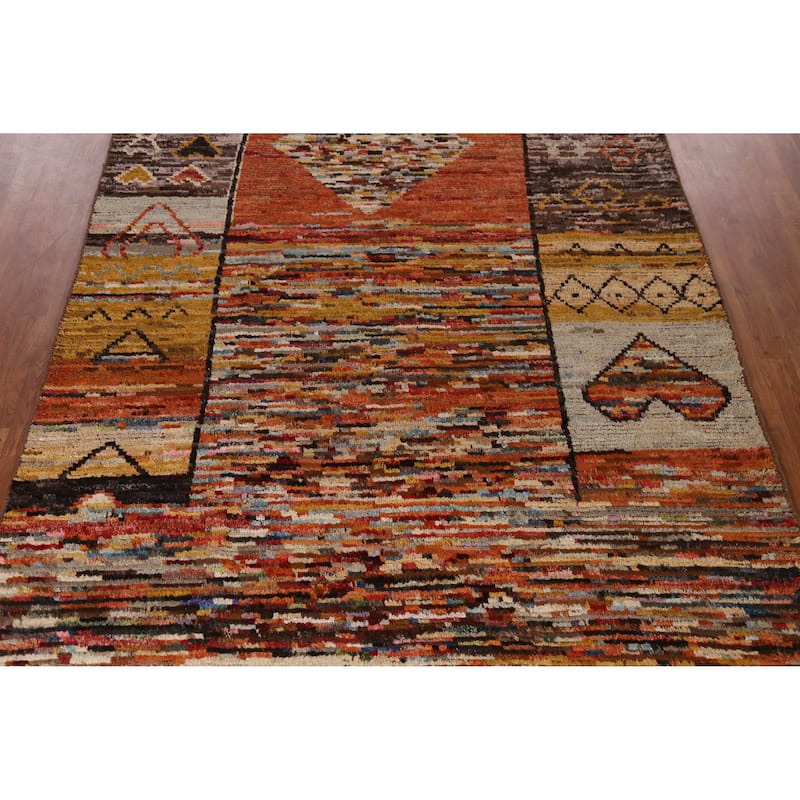 Geometric Moroccan Oriental Area Rug Handmade Bedroom Wool Carpet - 6'9" x 9'7"