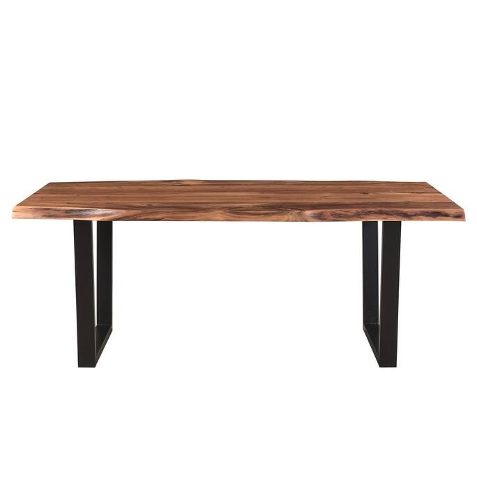 HomeRoots 78" Brown And Black Solid Wood And Metal Dining Table - 78.00 in. x 30.00 in. x 40.00 in.