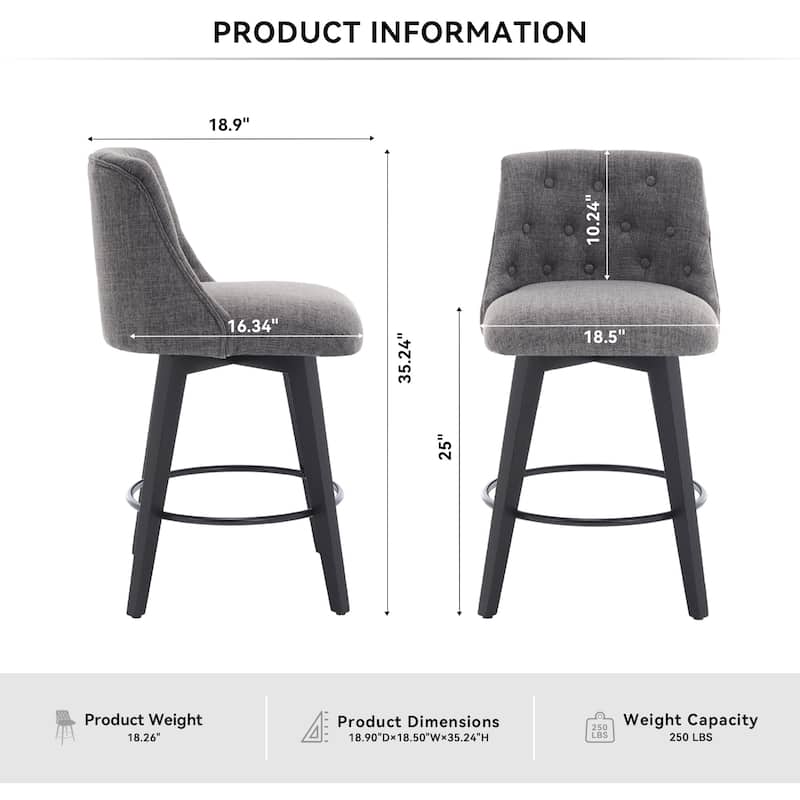 Swivel Bar Stools Side Chair Set of 2
