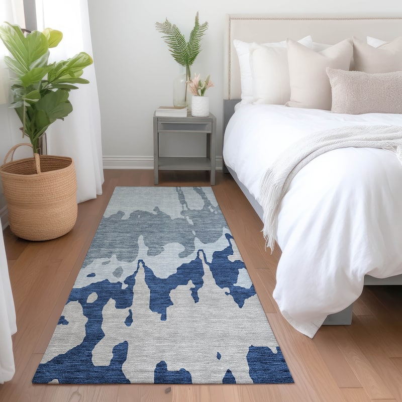 Machine Washable Indoor/ Outdoor Modern Abstract Chantille Rug
