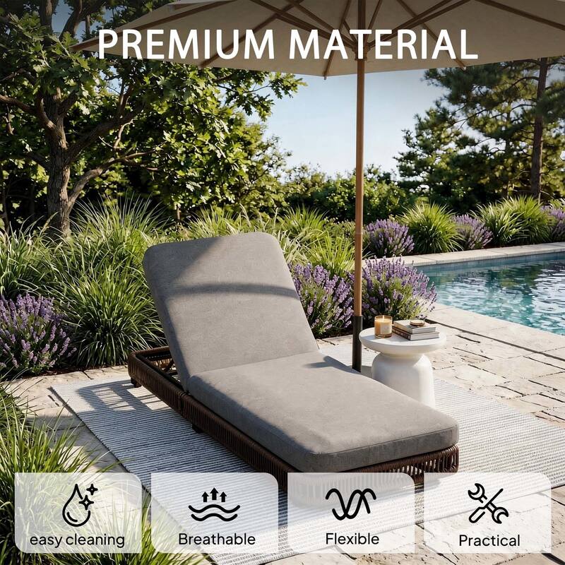 Outdoor Chaise Lounge Chair with Adjustable Backrest Patio Pool Lounge