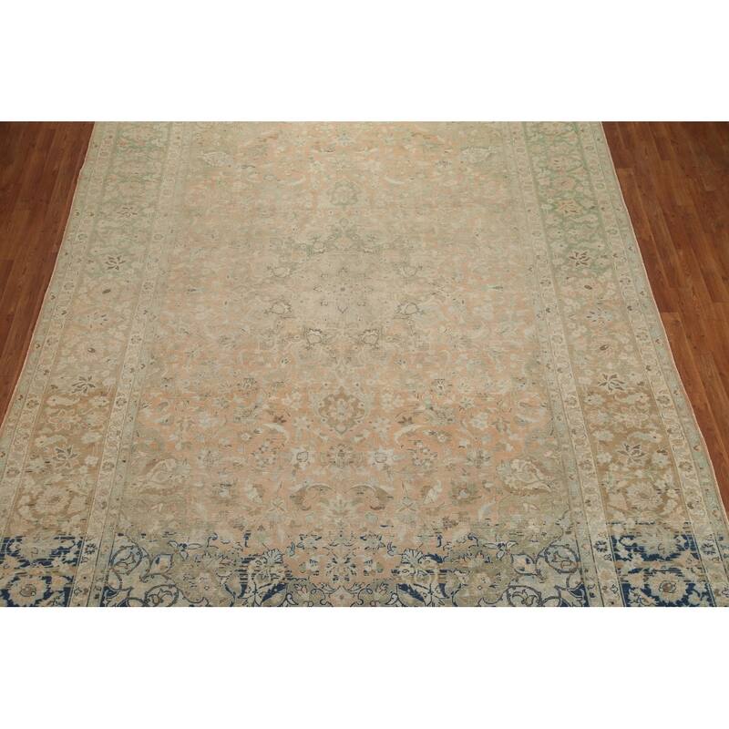 Hand Knotted Oriental 100% Wool Carpet Traditional Floral Oranges & Rust Kashan Area Rug - 13' 1'' X 9' 6''