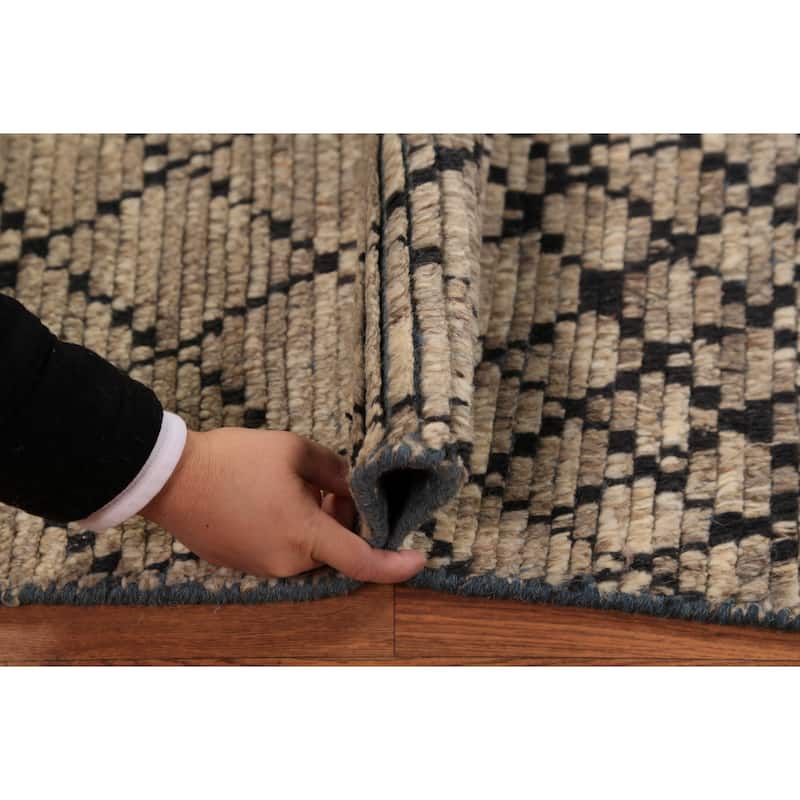 Striped Moroccan Oriental Foyer Rug Hand-Knotted Wool Carpet - 2'0"x 3'0"