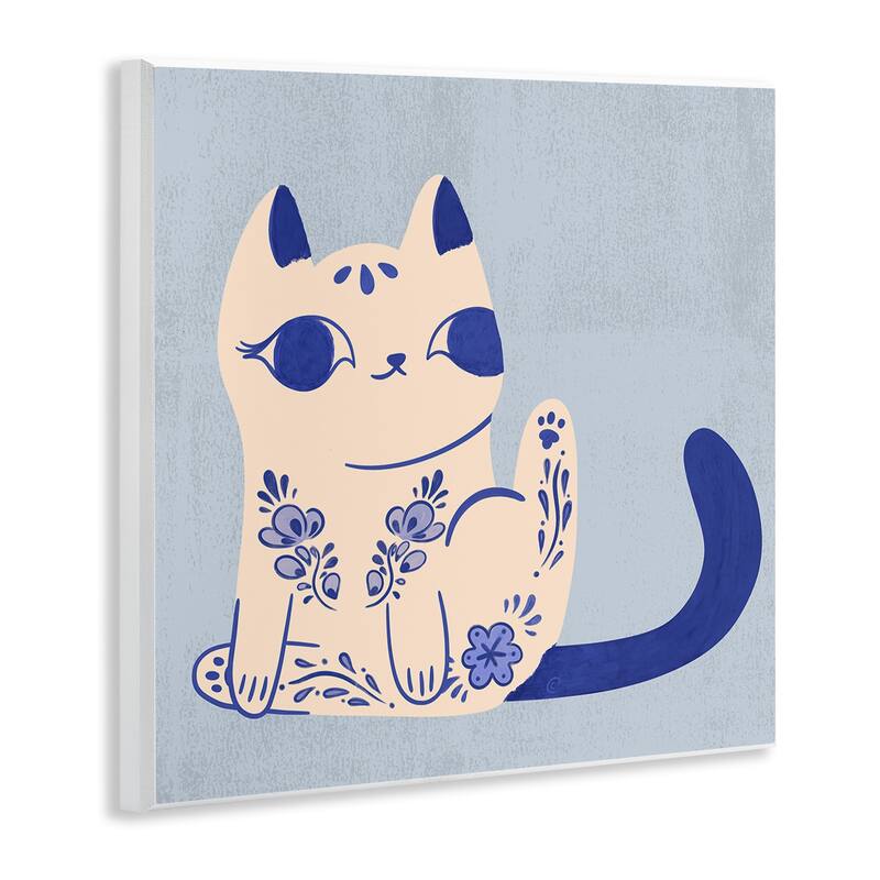 Stupell Ornate Floral Cat Wall Plaque Art Design By Carrie Cantwell