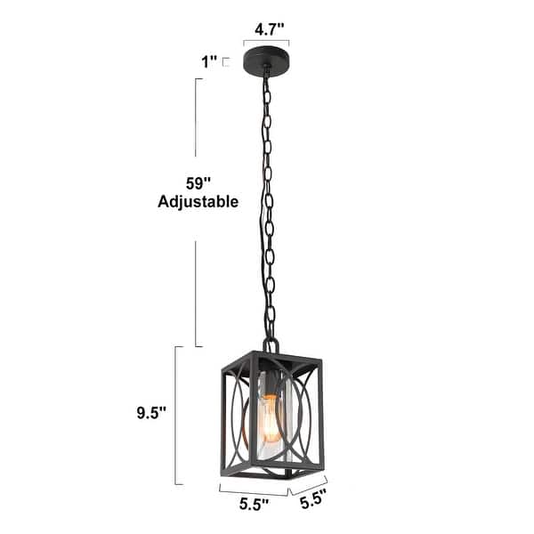Pauly Modern Farmhouse 1Light Black Outdoor Lantern Pendant with Clear