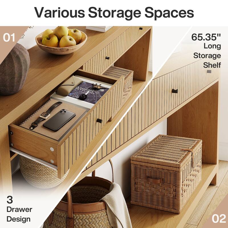 70.9" Extra Long Console Table with Drawers & Storage, Entryway Sofa Couch Foyer Accent Table for Living Room Hallway Entrance
