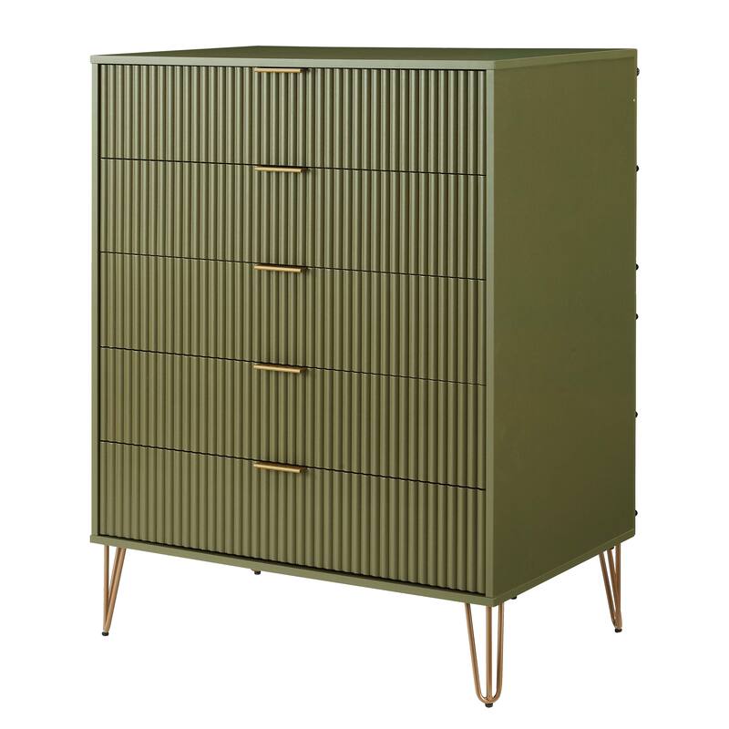 Manhattan Comfort 3-Piece Dumbo Modern 5-Drawer Tall Dresser Nightstand Combo Set