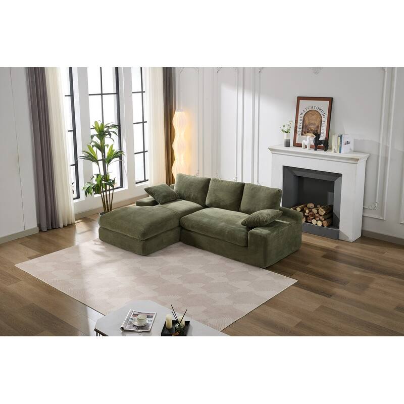98.40" Corduroy L-Shaped Sofa