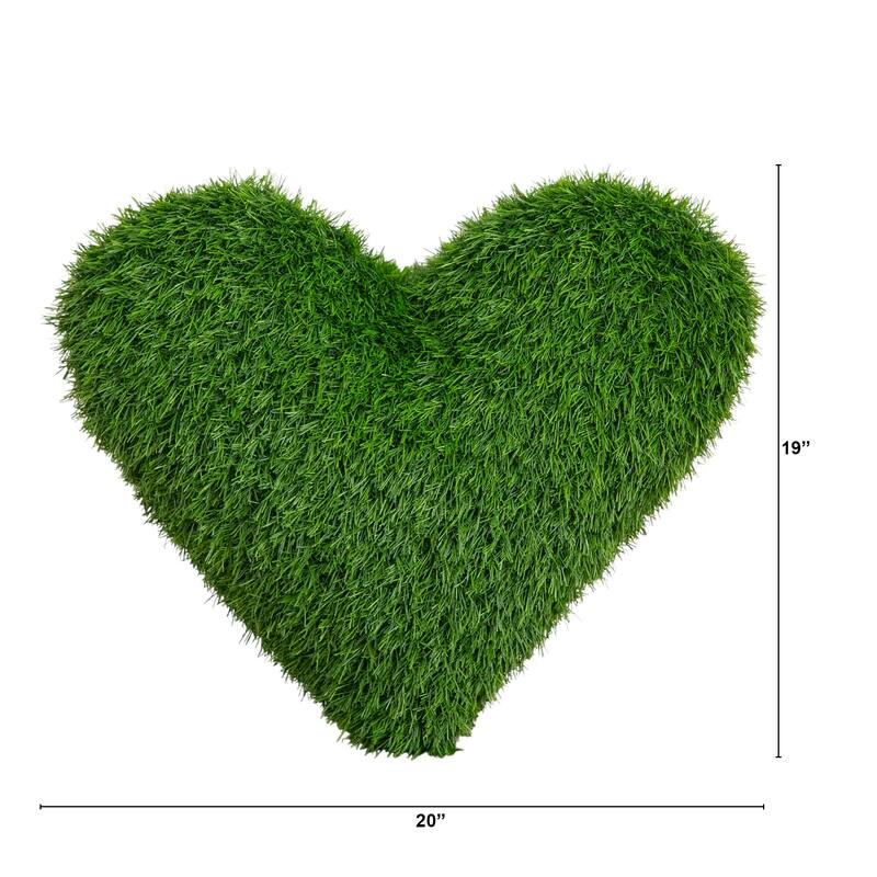 20-in UV Resistant Artificial Heart Shaped Grass Pillow Cushion