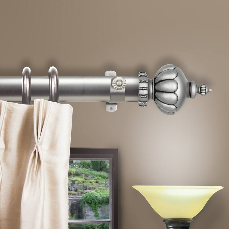 InStyleDesign Stately Decorative Traverse Rod with Center Open Rings - 30 to 48-inch - Satin Nickel