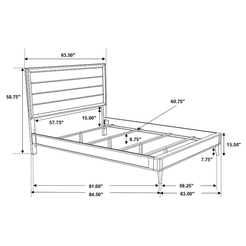 Ramon Modern Classic Wood Panel Bed Metallic Sterling