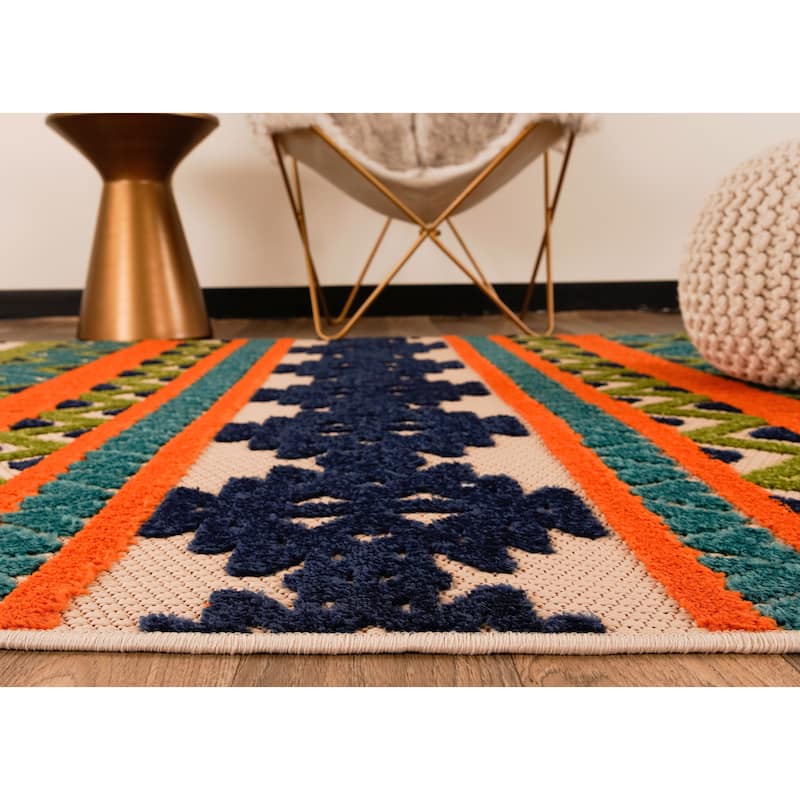 World Rug Gallery Contemporary Geometric Bohemian Indoor/Outdoor Area Rug