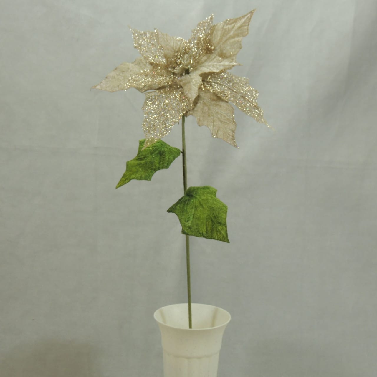 1 Pc 19 Inch Artificial Poinsettia Stem For Winter Christmas Decor Platinum Overstock 18777133