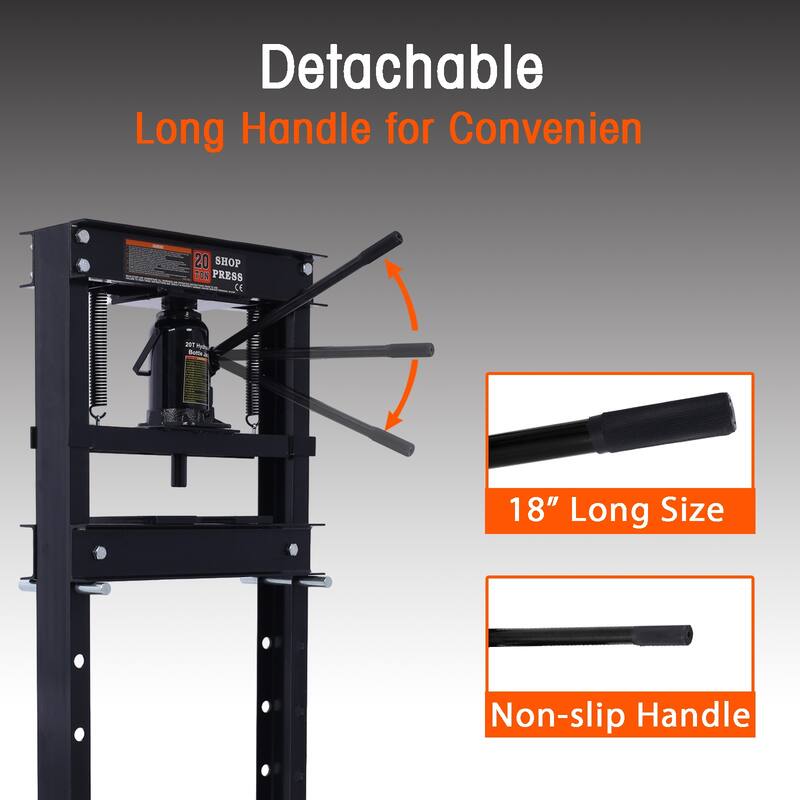 20 Ton Hydraulic Shop Press With Working Table H-Frame Garage Press Including Bending Straightening Pressing Components
