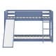 preview thumbnail 17 of 16, Grey Twin Over Twin Bunk Bed with Slide, Stairs, and Safety Guardrails