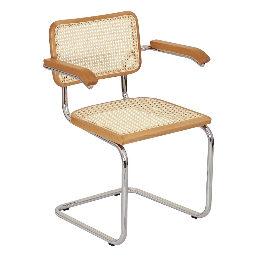 Breuer Chair Company Marcel Breuer Cesca Cane Cantilever Armchair Arm Chair w/ Chrome Steel Frame (Various Wood & Cane Colors)
