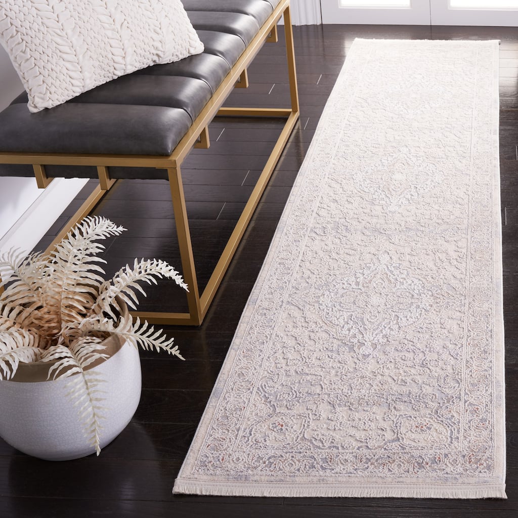 SAFAVIEH Marmara Pisti Oriental Medallion Rug - Beige/Light Blue - 2' x 8'