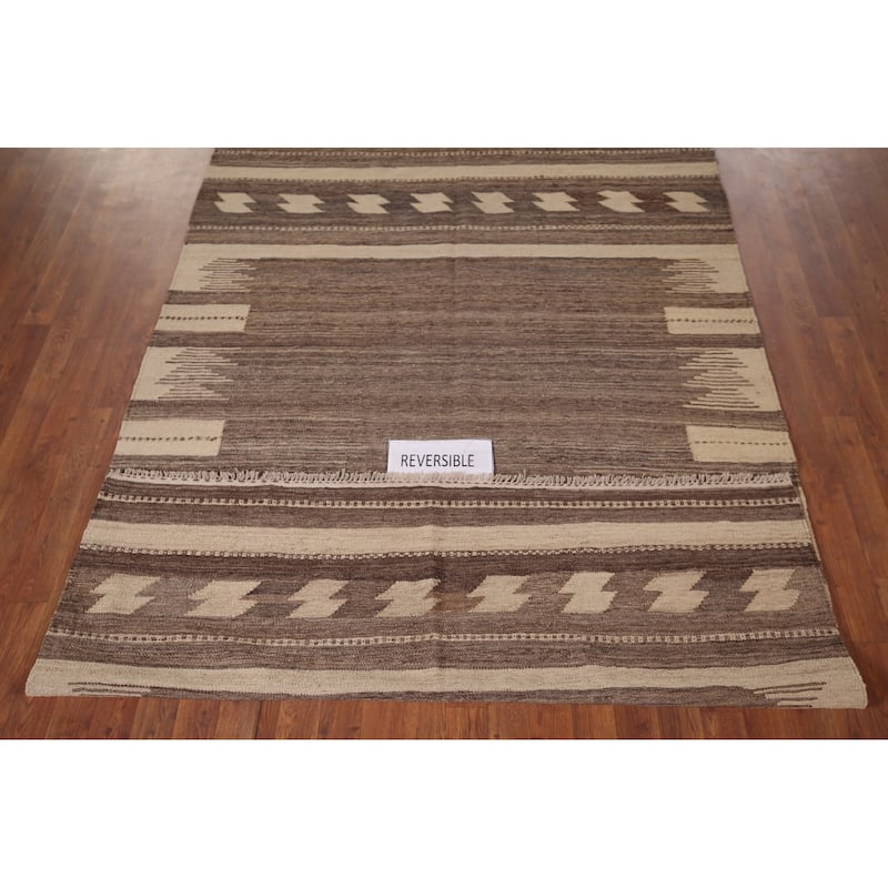Nomadical Kilim Persian Vintage Area Rug Hand-Woven Wool Carpet - 5'5"x 8'2"