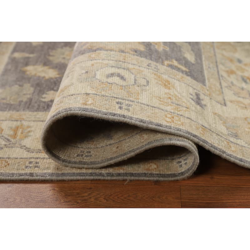 Hand Knotted Oriental 100% Wool Carpet Transitional All-Over Greys & Charcoal Oushak Area Rug - 5' 2'' X 3' 2''