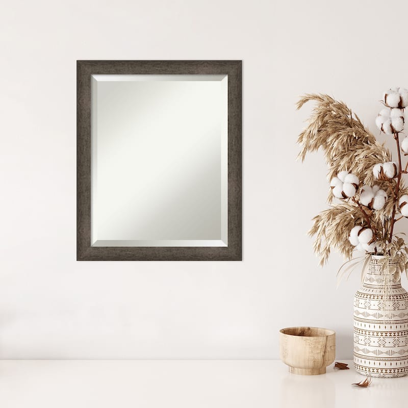 Dappled Narrow Beveled Wood Framed Wall Mirror