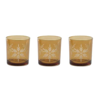 Glass Snowflake Votive Candle Holder (Set of 3)