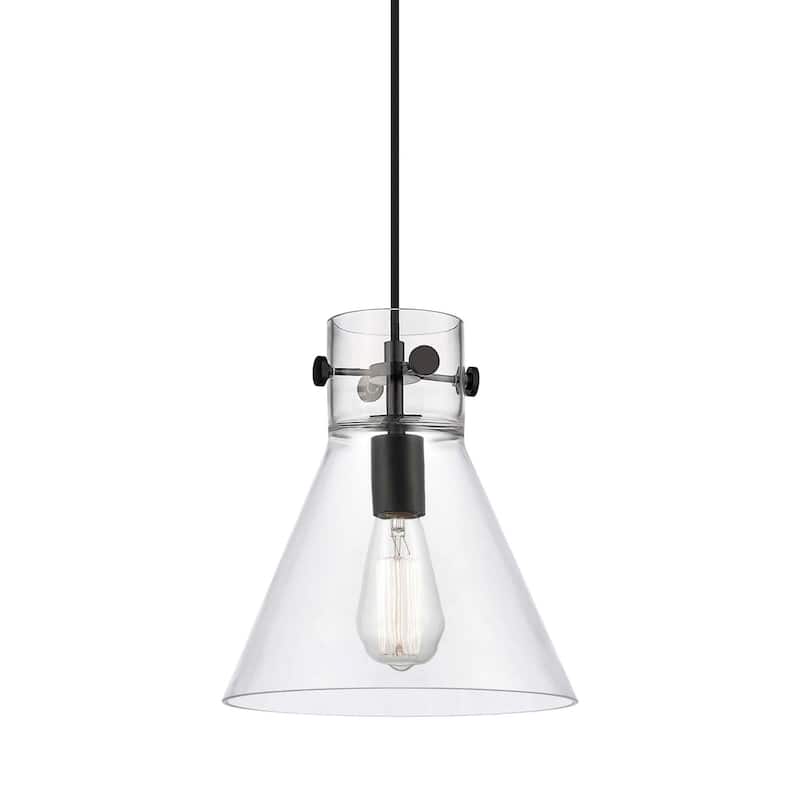 Innovations Lighting 410-1PM-11-10 Newton Cone Pendant Newton Cone 10" - Matte Black / Clear