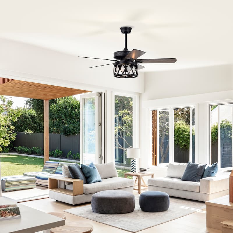 Jescha 52 Inch Matte Black Oil rubbed Finish Traditional Style Ceiling Fan with Remote