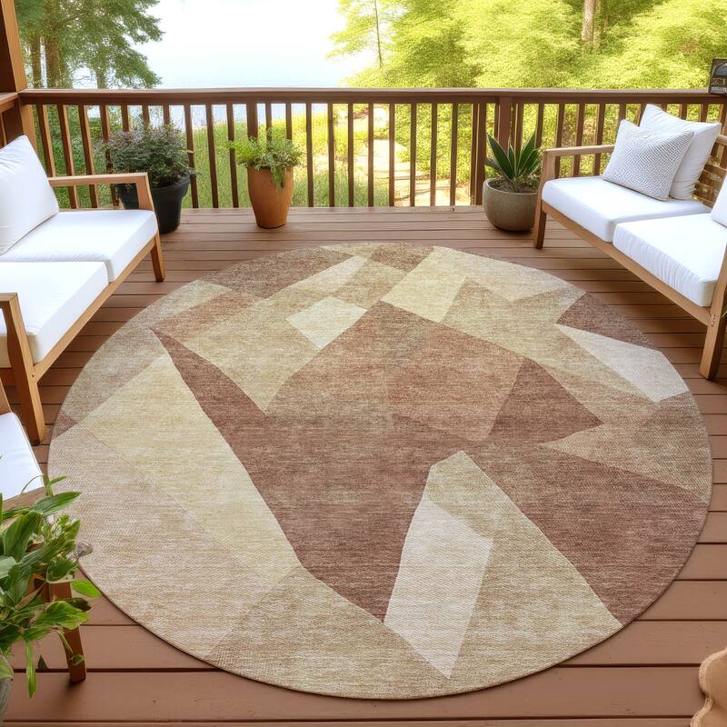 Machine Washable Indoor/ Outdoor Modern Queby Chantille Rug - Paprika - 8' x 8'