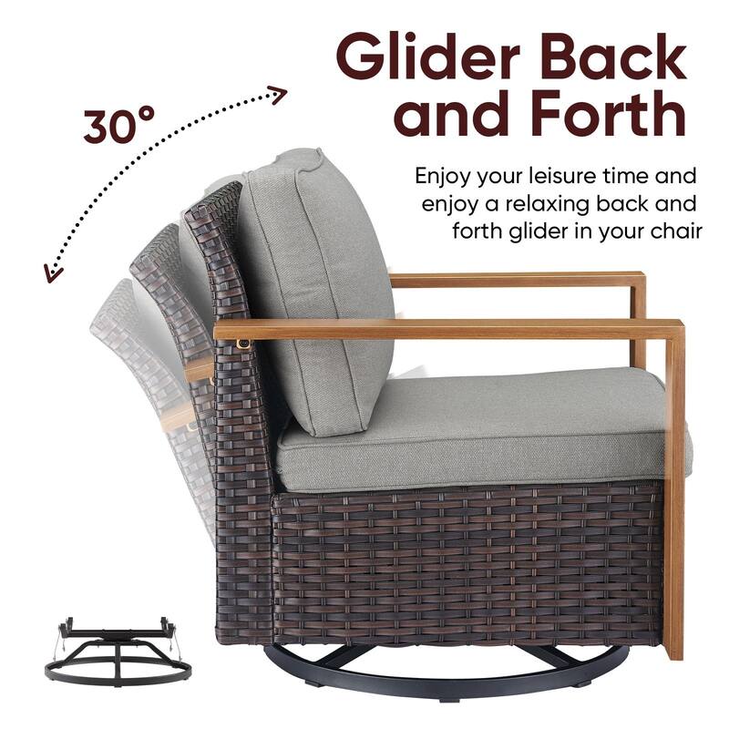 Outdoor Swivel Chair with Thick Cushion