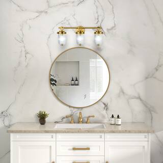 Artcraft Myla - Bathroom Vanity - Vintage Brass with Clear Ribbed Glassware Diffuser Shade