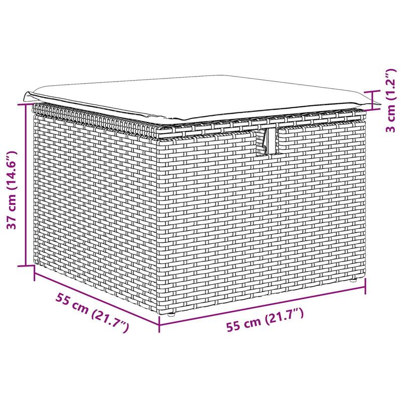 vidaXL 4 Piece Garden Sofa Set with Cushions Brown Poly Rattan - 77.2 x 46.1 x 27.2