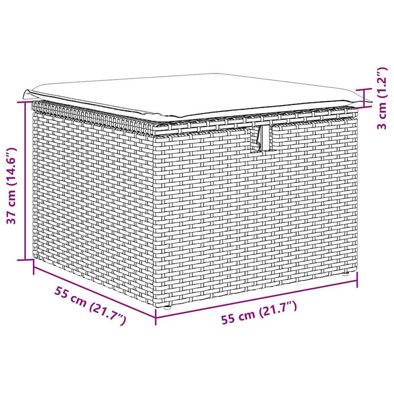 vidaXL 6 Piece Garden Sofa Set with Cushions Brown Poly Rattan - 98.8 x 46.1 x 27.2