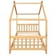 preview thumbnail 18 of 18, Twin Size House Platform Bed with Headboard, Footboard, Roof Design