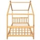 preview thumbnail 9 of 16, Twin Size Platform Bed, Wooden Twin Playhouse Bed with Roof for Kids
