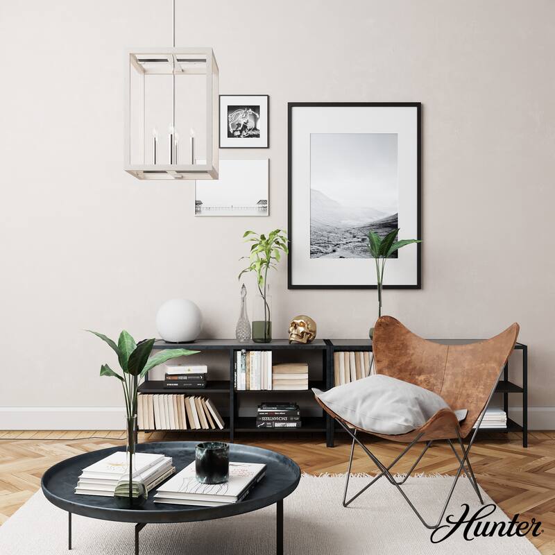 Hunter Squire Manor 15" 4-Light Pendant - Island, Dining Room, Entry - Modern Farmhouse, Transitional, Candle, Caged
