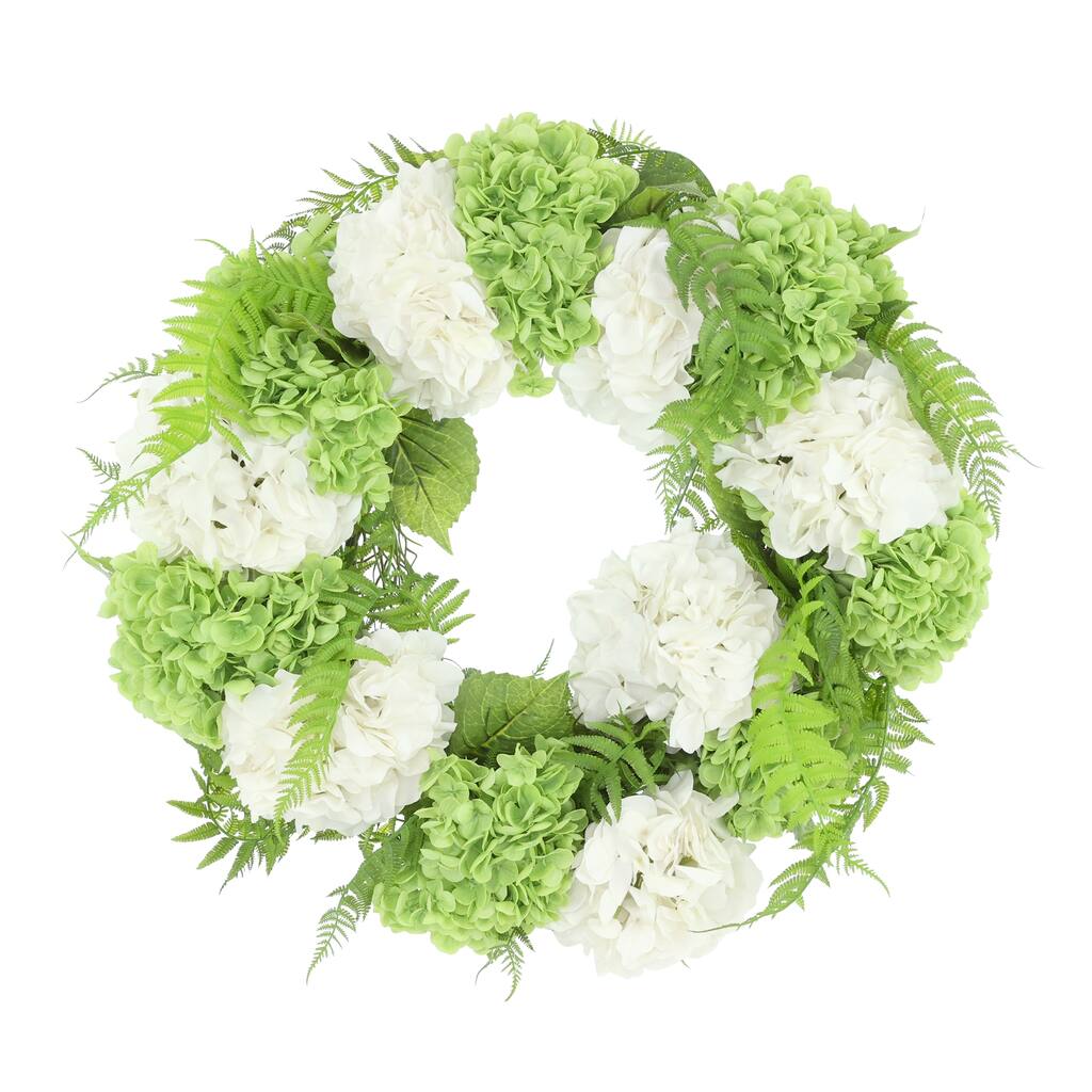 24" Hydrangea Wreath with Ferns