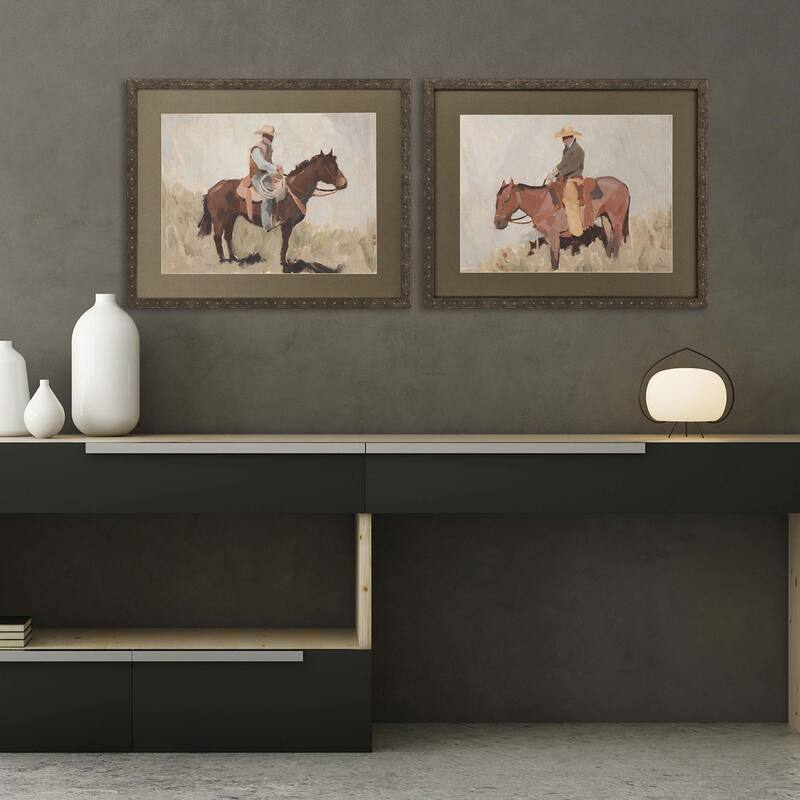 Ranch Hand S/2 Framed Art Giclee Under Glass - Brown