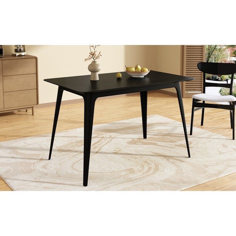 Mid-Century Modern 5-Piece Dining Set - Rubberwood & Upholstered Chairs