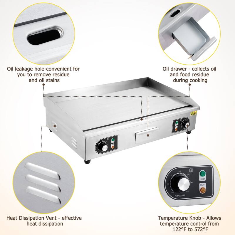 Commercial Electric Griddle with Adjustable Temperature Control