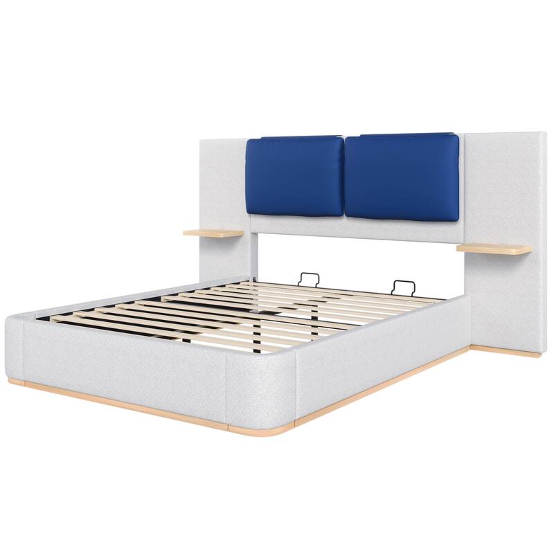 Upholstered Platform Bed with Panel, Soft Rounded Corners