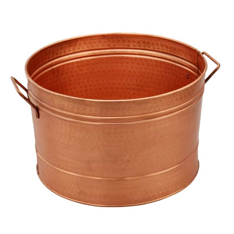 Hammered Pattern Galvanized Farmhouse Style Tub, Copper - Copper