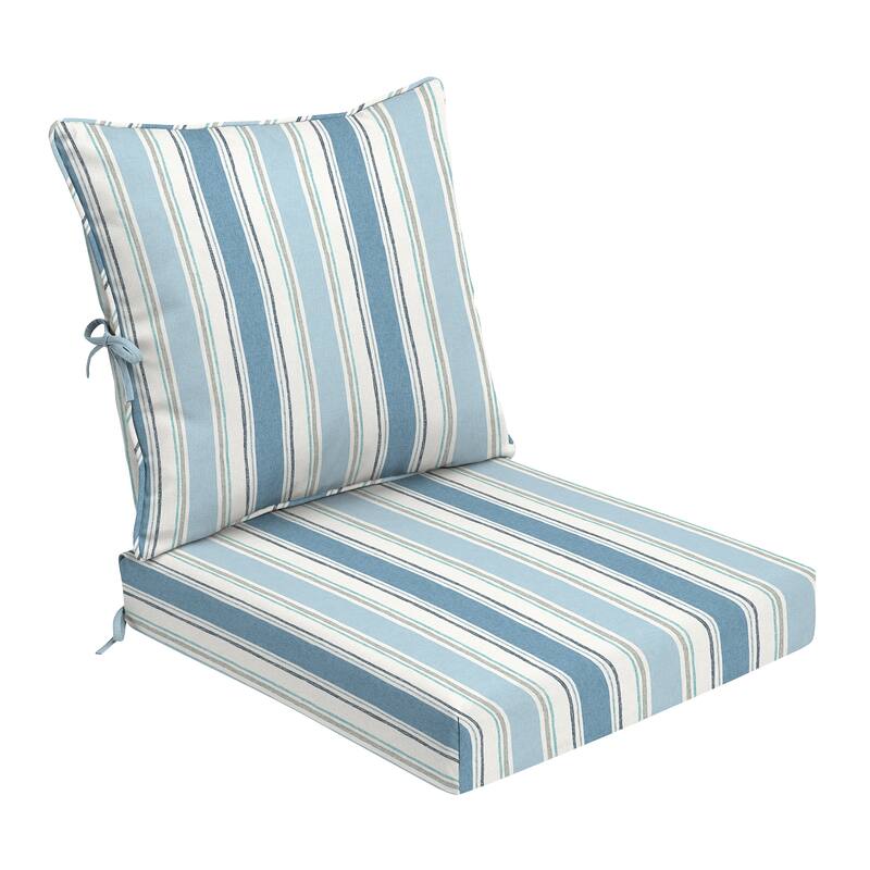 ARDEN Foam Outdoor Deep Seat Cushion Set, 24 x 24 - French Blue Linen Stripe