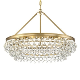 Calypso 6 Light Crystal Teardrop Vibrant Gold Chandelier - 30'' W x 20'' H