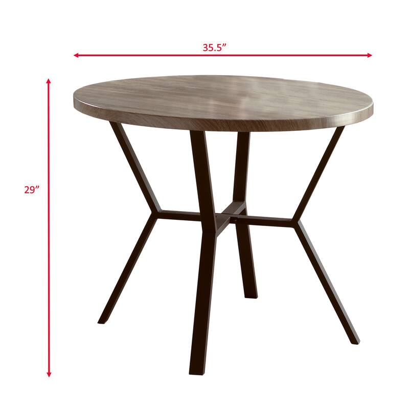 5-Piece wash Round Dining Set Table Chairs Rustic Dining Room Wooden Furniture