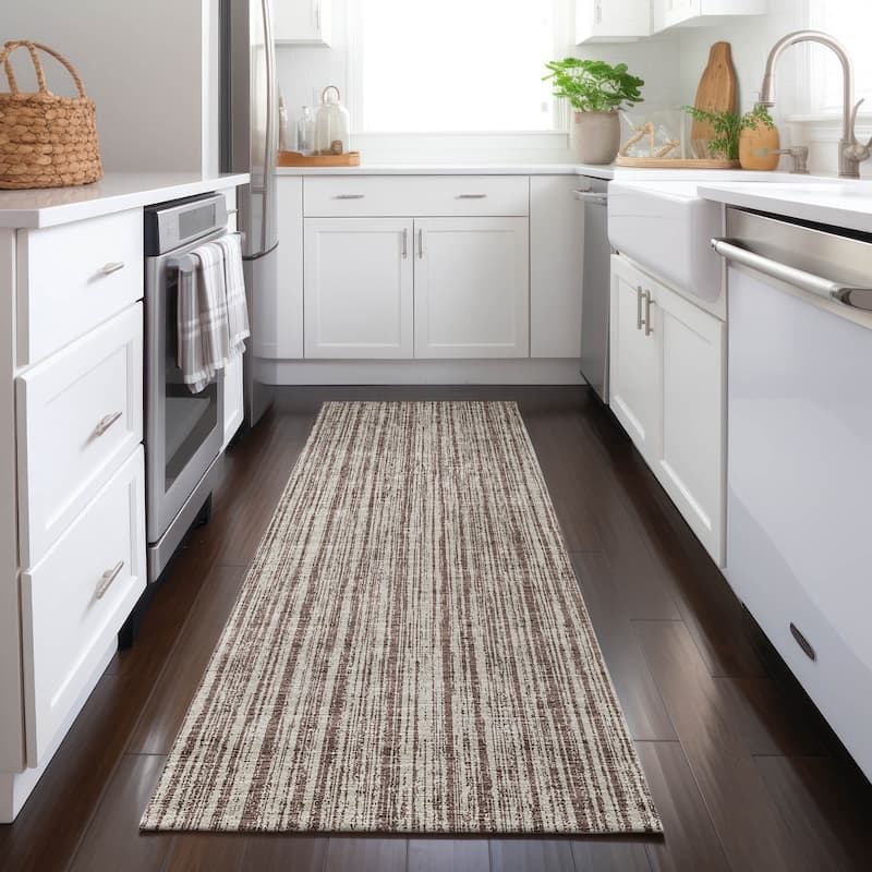 Machine Washable Indoor/ Outdoor Chantille Contemporary Stripes Rug