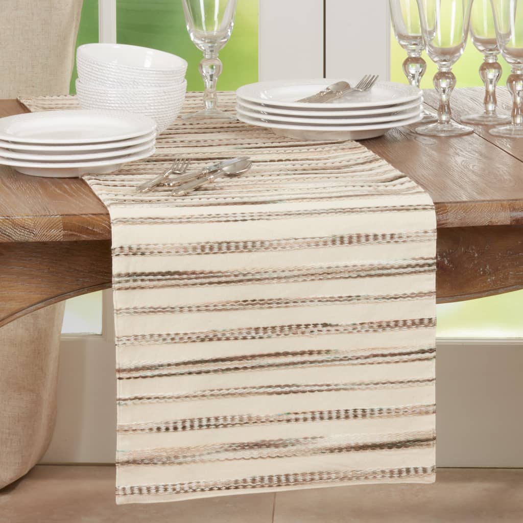 Table Runner With Stripe Weave Design