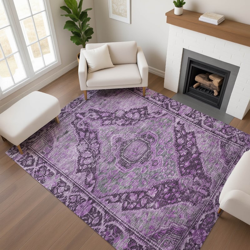 Premium Washable Super Soft Traditonal Marcus Mayfield Rug - Eggplant - 5' x 7'6"