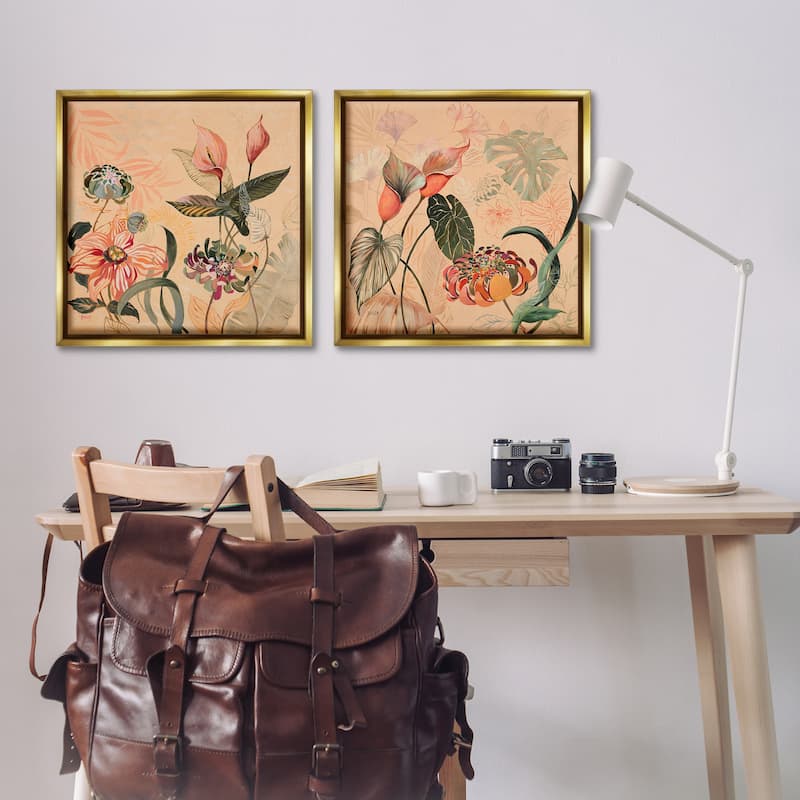 Stupell Elegant Flower Organics Framed Floater Canvas Wall Art Design By Dusza (Set of 2)